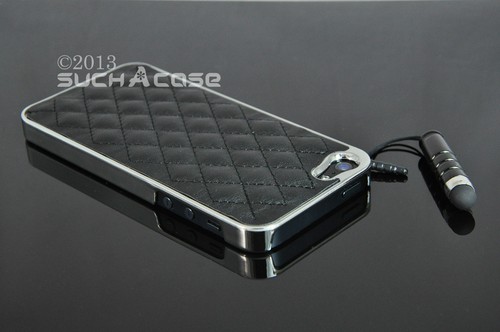 Black genuine leather hard - black,